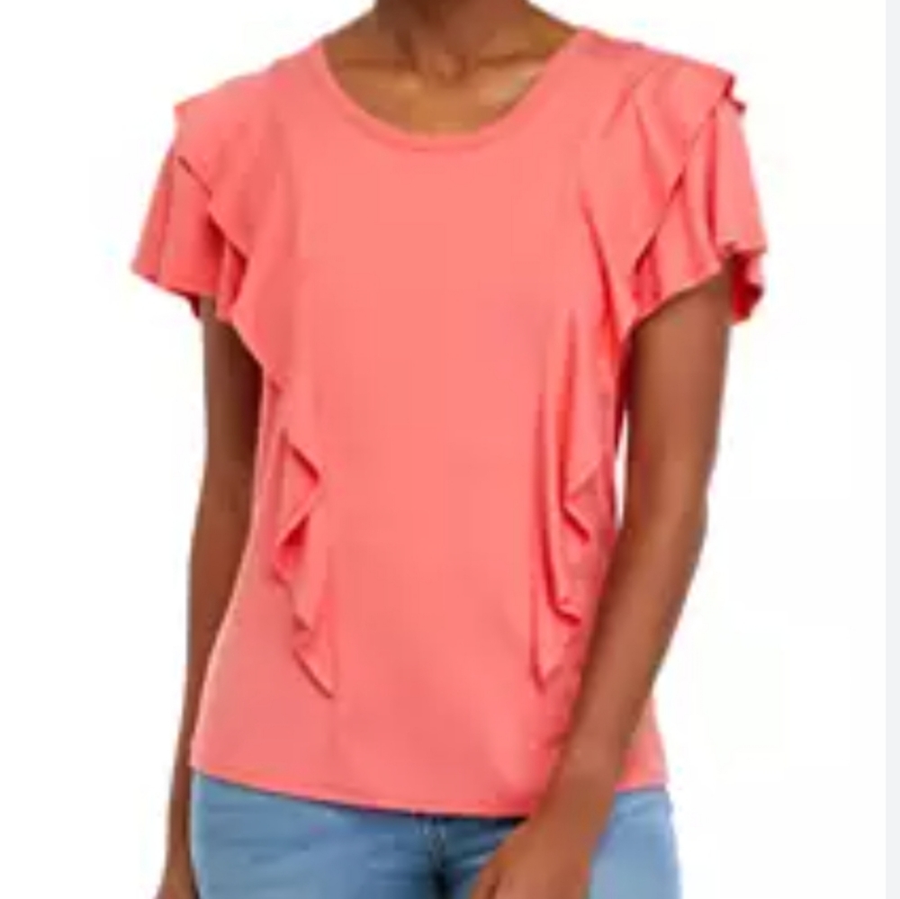 Cupio Women's Ella Crepe Flutter Knit Top S NWT